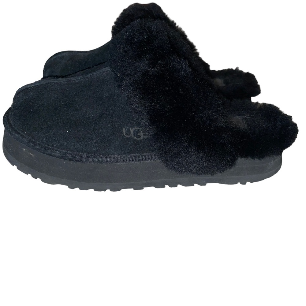 Ugg Platform Slippers Shoes Slip On Sz 8 Women’s Black Shearling Disquette Suede